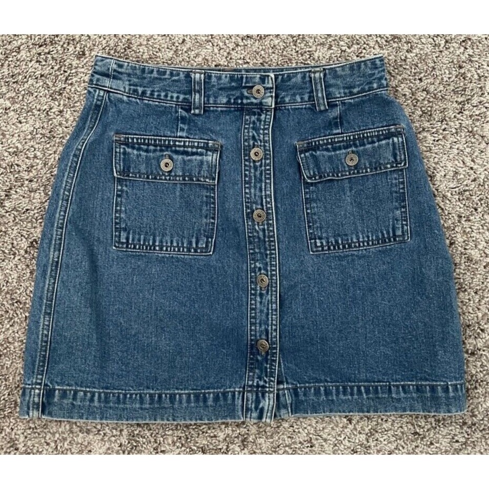VTG. GAP Mini Skirt Women's 4 Blue Denim Button Up Pockets Retro Y2K
